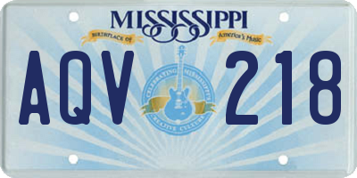 MS license plate AQV218