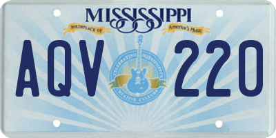 MS license plate AQV220