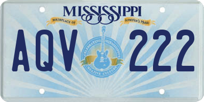 MS license plate AQV222
