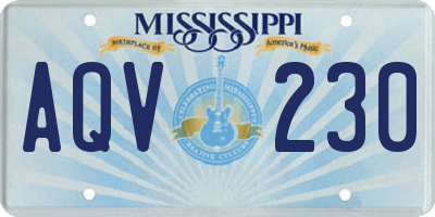 MS license plate AQV230