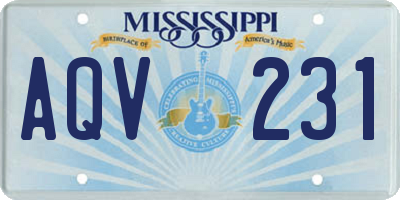 MS license plate AQV231