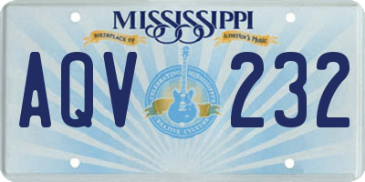 MS license plate AQV232