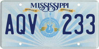 MS license plate AQV233