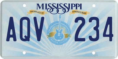 MS license plate AQV234
