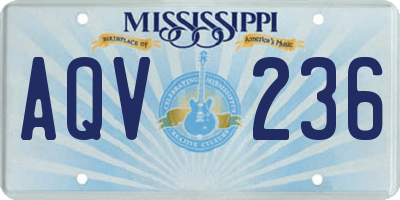 MS license plate AQV236
