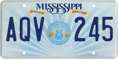 MS license plate AQV245
