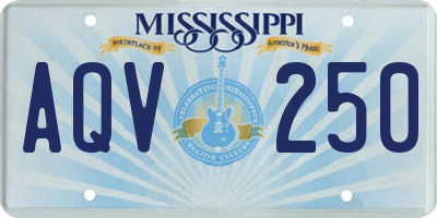 MS license plate AQV250