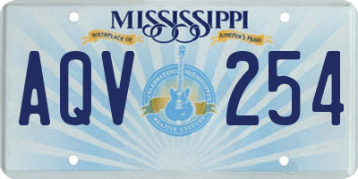 MS license plate AQV254