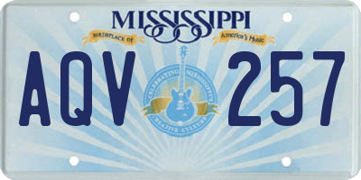 MS license plate AQV257