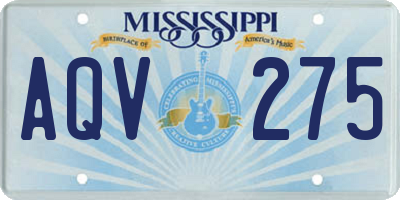 MS license plate AQV275