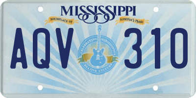 MS license plate AQV310