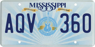 MS license plate AQV360