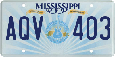 MS license plate AQV403
