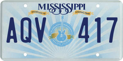 MS license plate AQV417