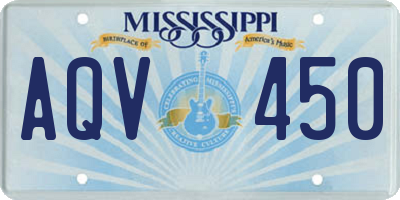 MS license plate AQV450