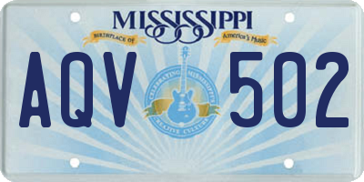 MS license plate AQV502