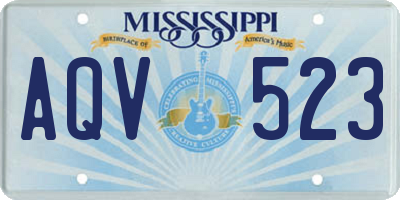 MS license plate AQV523