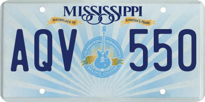 MS license plate AQV550