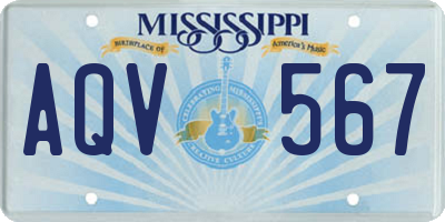 MS license plate AQV567