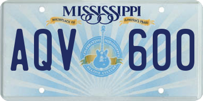 MS license plate AQV600