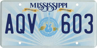 MS license plate AQV603