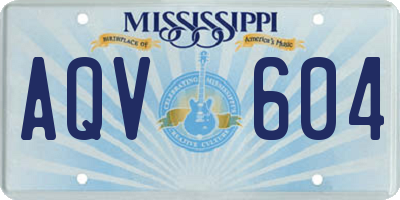 MS license plate AQV604