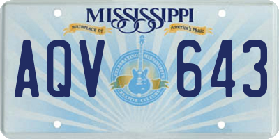 MS license plate AQV643