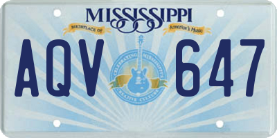 MS license plate AQV647