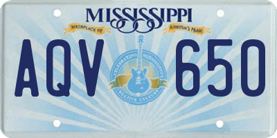 MS license plate AQV650