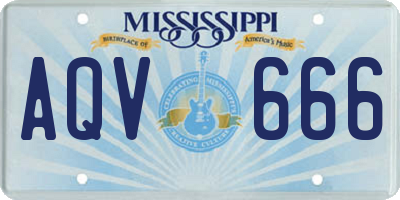 MS license plate AQV666