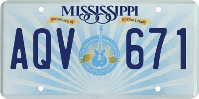 MS license plate AQV671