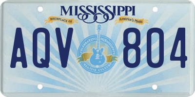 MS license plate AQV804