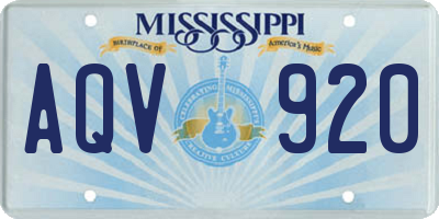 MS license plate AQV920