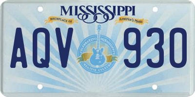 MS license plate AQV930