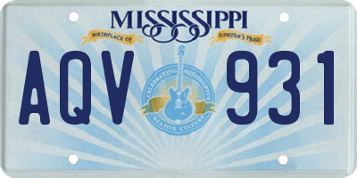 MS license plate AQV931