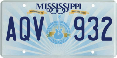 MS license plate AQV932