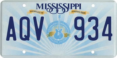 MS license plate AQV934