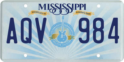 MS license plate AQV984