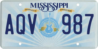 MS license plate AQV987
