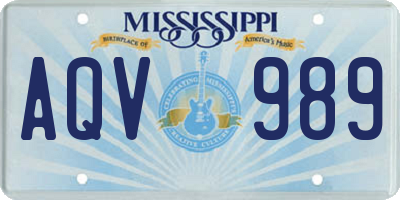 MS license plate AQV989