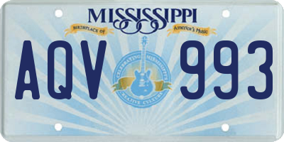 MS license plate AQV993