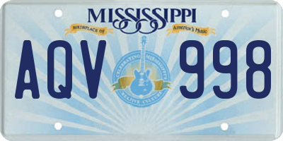 MS license plate AQV998