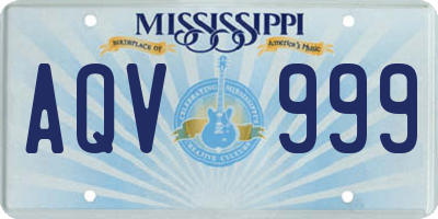 MS license plate AQV999