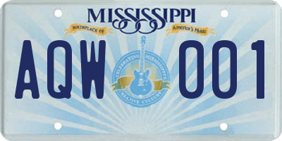 MS license plate AQW001