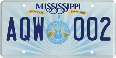 MS license plate AQW002