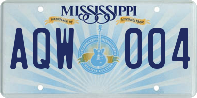 MS license plate AQW004