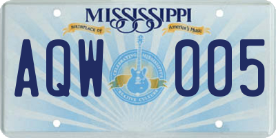 MS license plate AQW005