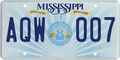 MS license plate AQW007