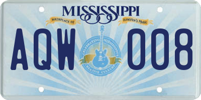 MS license plate AQW008