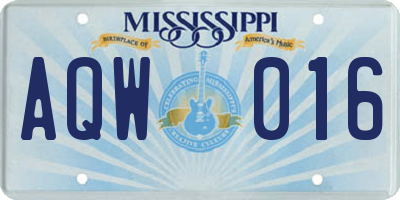 MS license plate AQW016